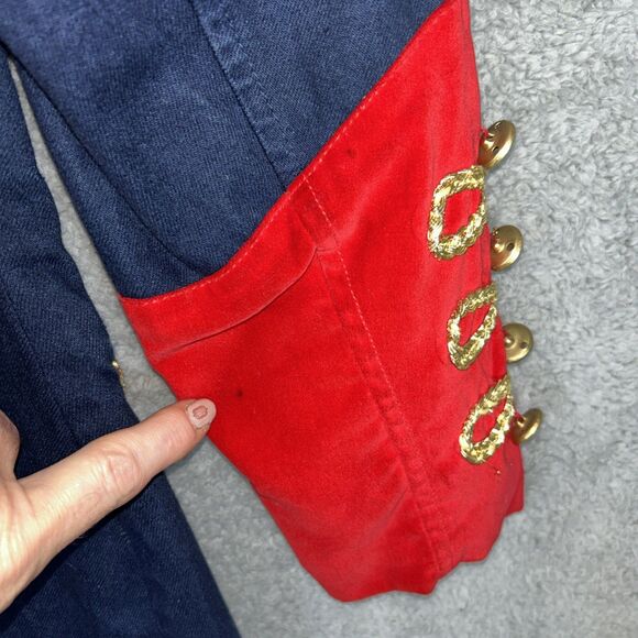 Vintage Unique Jacket From Don’t Stop Size Medium Denim & Velvet Missing Button - Picture 7 of 16